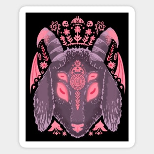 Purple Goat Demon with Pink Flowers Magnet